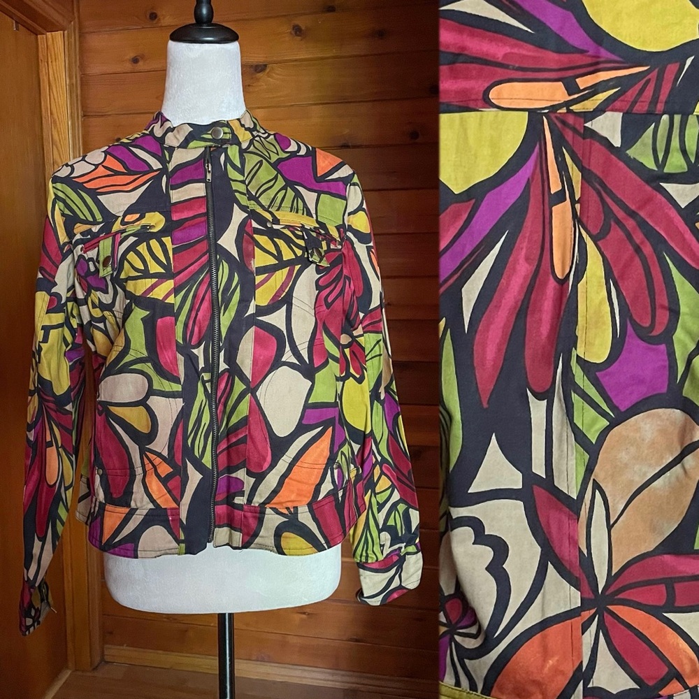 Vintage 90’s Cotton Canvas Moto Jacket Sz Medium